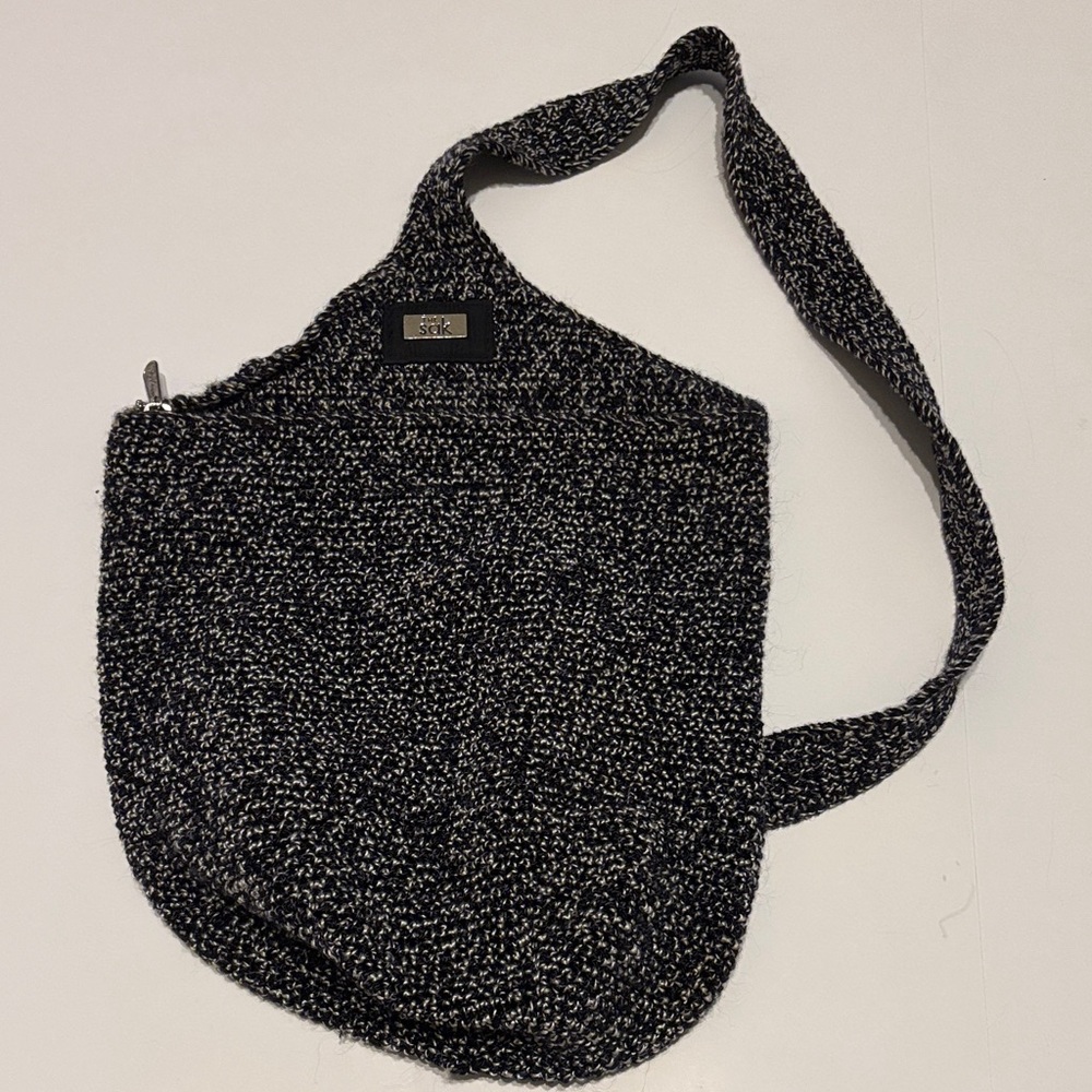 The Sak Black and White Knit Shoulder Bag